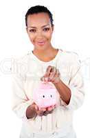businesswoman saving money
