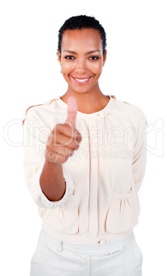 businesswoman with thumb up