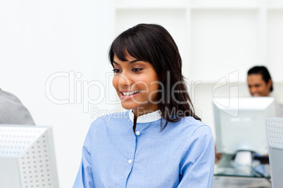 businesswoman working at a computer