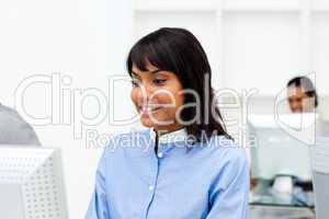 businesswoman working at a computer