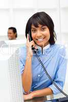 ethnic businesswoman on phone