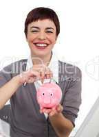 businesswoman saving money