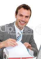 businessman studying a contract