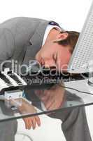 Tired businessman sleeping