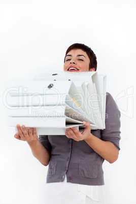 businesswoman with folders