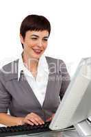 businesswoman working at her computer