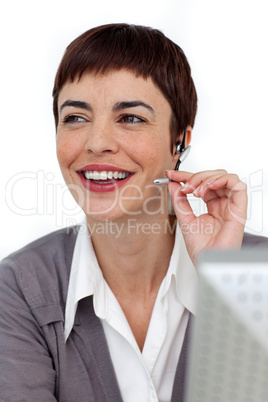 businesswoman with headset on