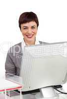 businesswoman working at her computer