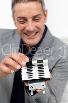 businessman with card holder