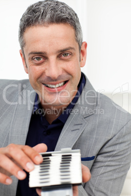 businessman with card holder