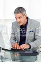 businessman working at a computer