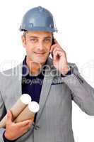 male architect on phone