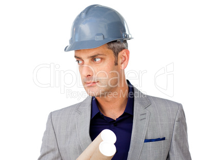 male architect wearing a hardhat