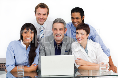 business group using a laptop