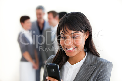 businesswoman sending a text