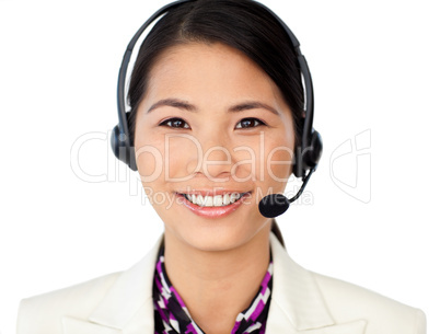 businesswoman with headset on