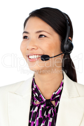 businesswoman with headset on