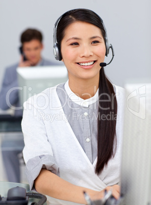 businesswoman with headset on