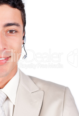 businessmnan with headset on