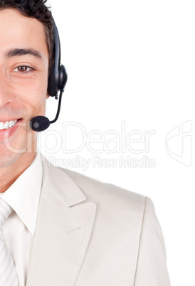 businessman with headset on