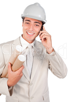 male architect talking on phone