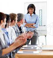 International business people clapping a good presentation