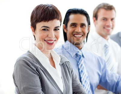 Multi-ethnic co-workers smiling at the camera