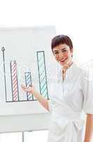 Charming businesswoman pointing at a board