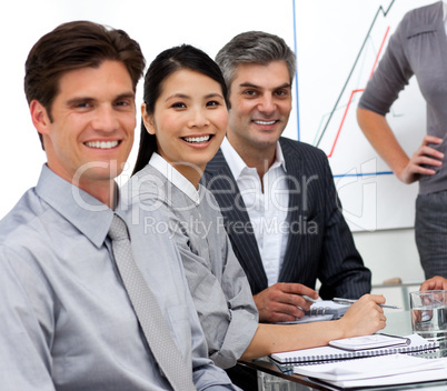 Confident business people at a presentation