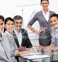 A diverse business team at a presentation