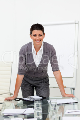 Portrait of a female manager at a presentation