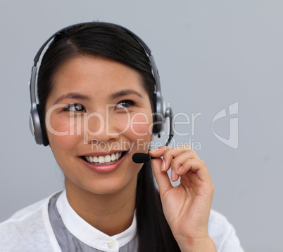 customer service talking on a headset