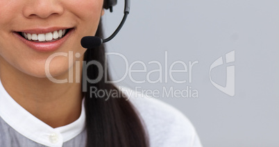 businesswoman using headset