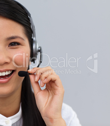 businesswoman with headset on