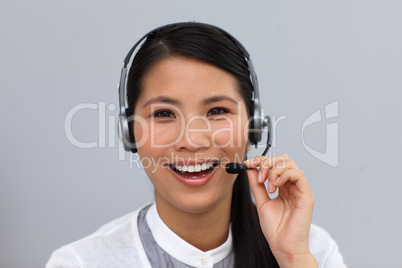 businesswoman using headset