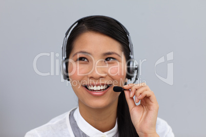 businesswoman using headset