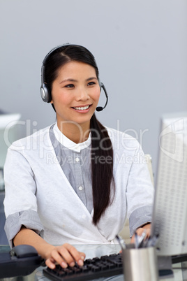 businesswoman with headset on