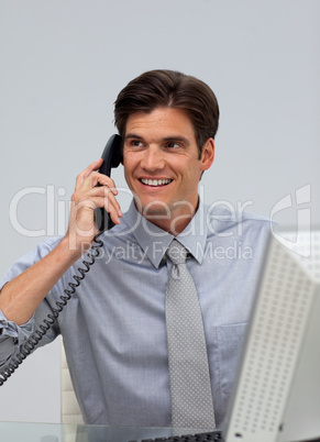 Assertive businessman on phone