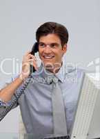 Assertive businessman on phone