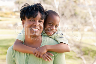 Happy African American Woman and Child