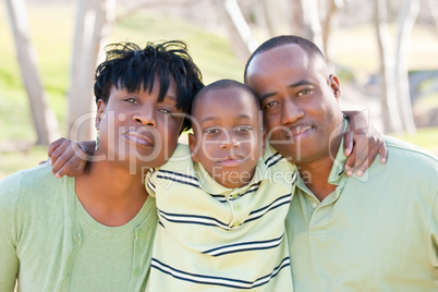 Happy African American Man, Woman and Child