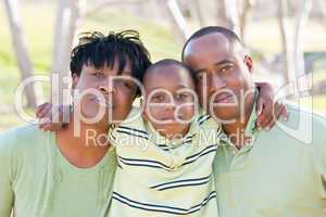 Happy African American Man, Woman and Child