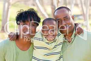 Happy African American Man, Woman and Child