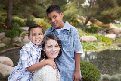 Happy Hispanic Mother and Sons