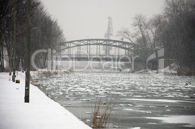 snowy bridge