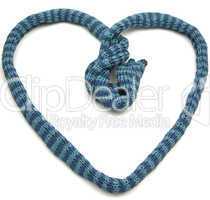 Blaugestreifter selbstgestrickter Schal in Herzform