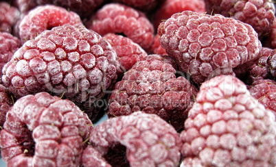 Red Raspberry Fruits Ice Frozen Food in Winter