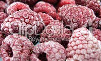 Red Raspberry Fruits Ice Frozen Food in Winter