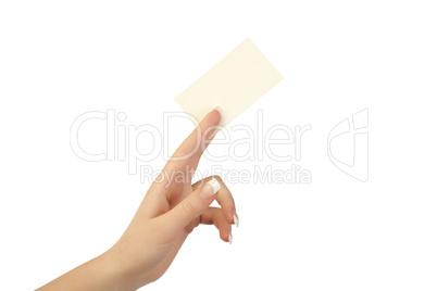 holding a card in hand