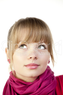 Young woman looking up